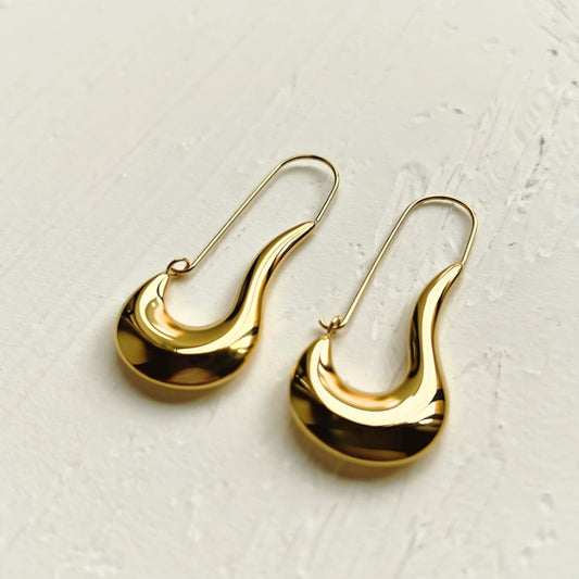Gold Wave Hoop Earring