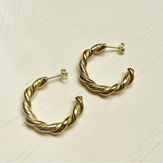 Clearance - Medium Swirl Hoop Gold Earrings