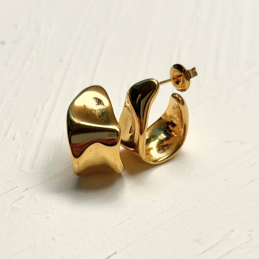 Smooshed Gold Hoop Earrings