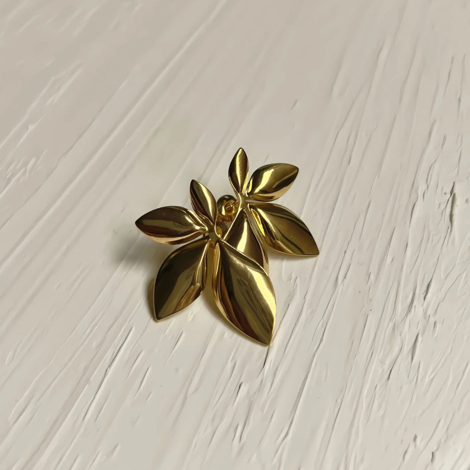 Four Leaf Gold Earrings